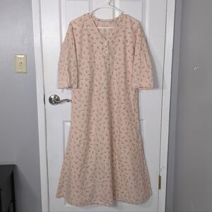 Vintage Rachel Riley Ditsy Floral‎ Peach Cotton Maxi Dress Made in France *Flaw*